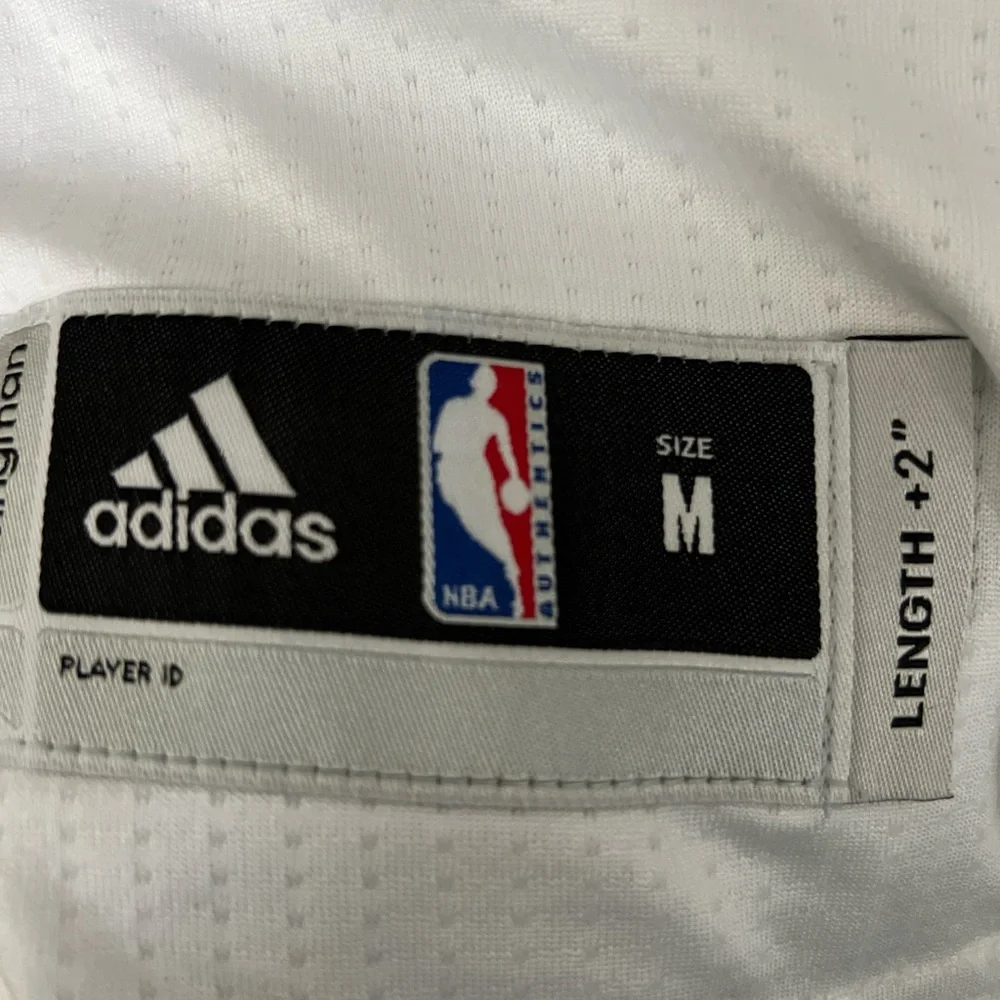 adidas Kids White Basketball Jersey with Orange and Blue Accents LENGHT +2” - Picture 3 of 3
